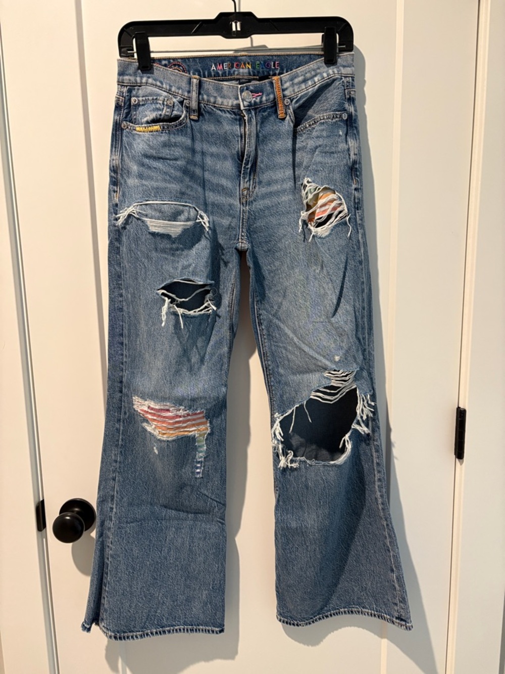 American Eagle Pride Strigid Ripped Low-Rise Baggy Flare